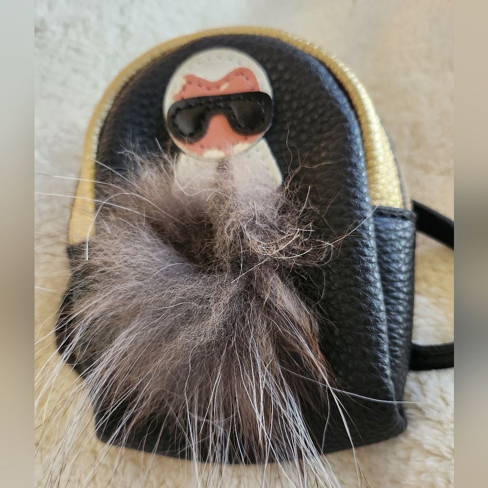 Karl Lagerfeld Nano Backpack Handbag Charm with Fur Figure